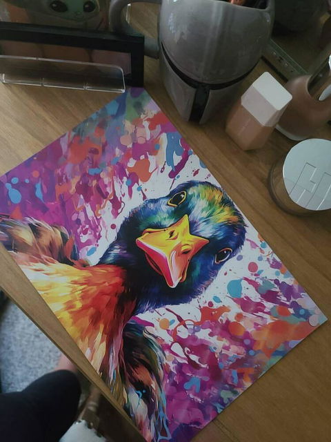 Colorful Duck Poster. Rainbow Animal Wall Art Floral Print. Gift for duck lover, farmer, mom. Nursery Print, Bedroom Bathroom Office Art