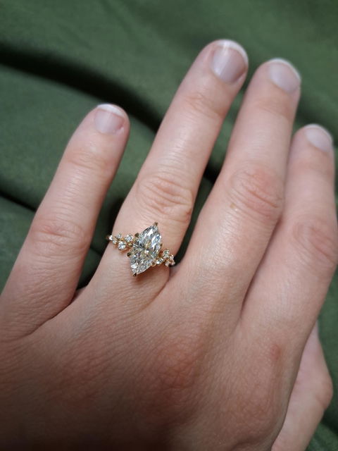 Marquise Cluster Ring With Blue Topaz Hidden Accent