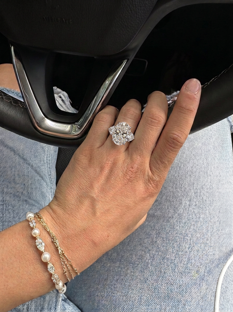 IGI Certified 10 -15 Carat Oval Diamond Ring in Three Stone Style