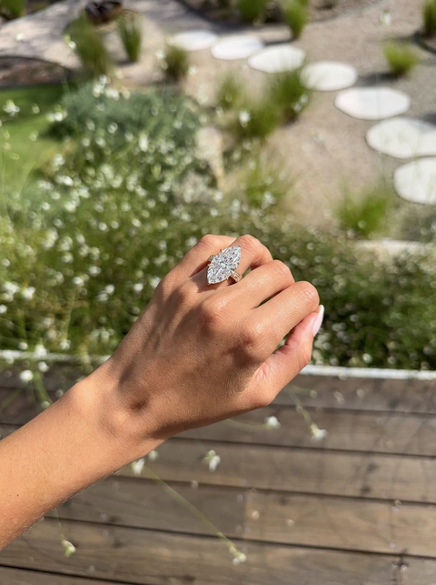 IGI Certified 10-12 Carat Marquise Diamond Ring in Solitaire Style