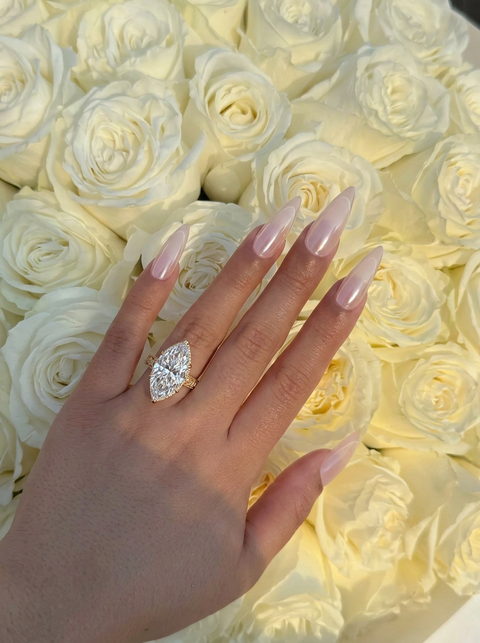 IGI Certified 10-12 Carat Marquise Diamond Ring in Solitaire Style