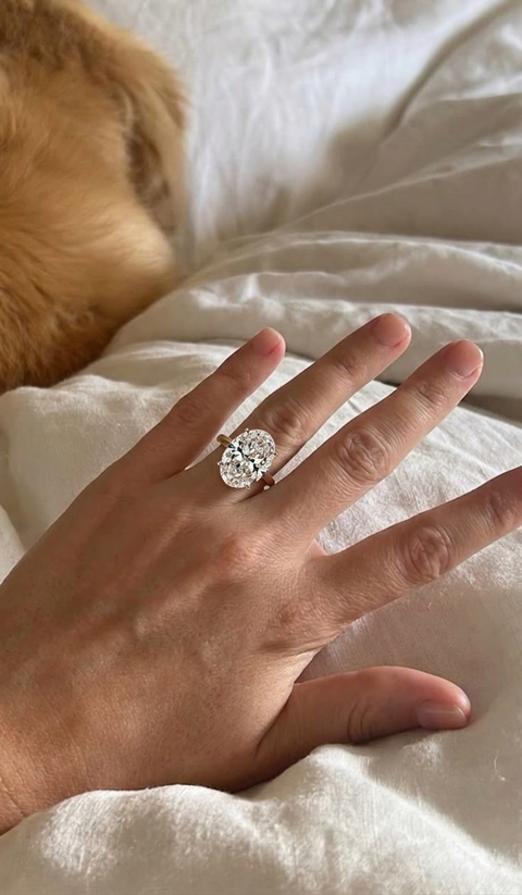 5 - 10 Carat Oval Cut Diamond Hidden Halo Engagement Ring