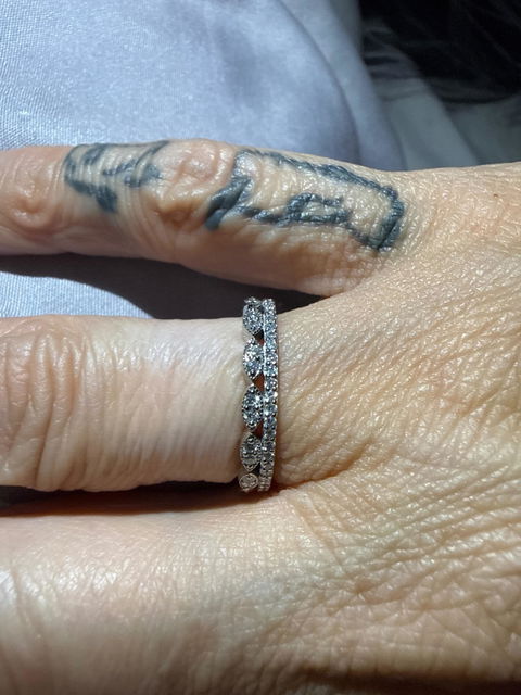 Double Row Diamond Band with Round Cut Sparkle