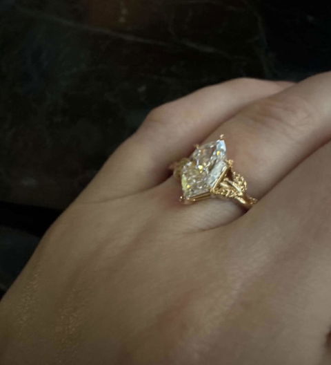 Dutch Marquise Engagement Ring with Nature Inspired Leaf and Vine Shank