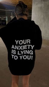 Customer photo &mdash; Carbon Unisex Black Cotton Hoodie - Anxiety