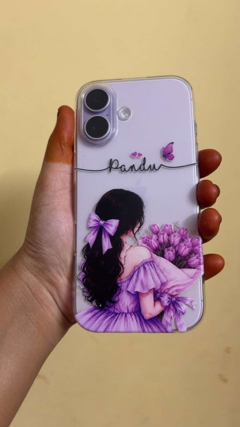 Personalized Name Purple Girl Phone Case – Custom Floral Cover for iPhone & Android