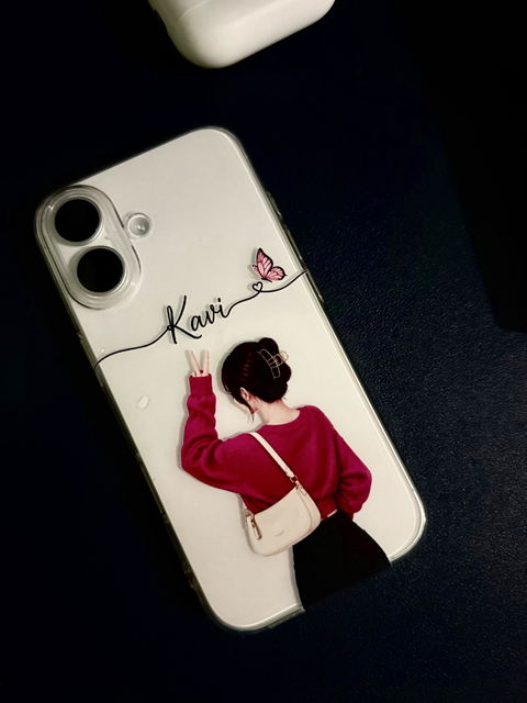 Personalized Name Pink Fashion Girl Phone Case – Custom Transparent Case