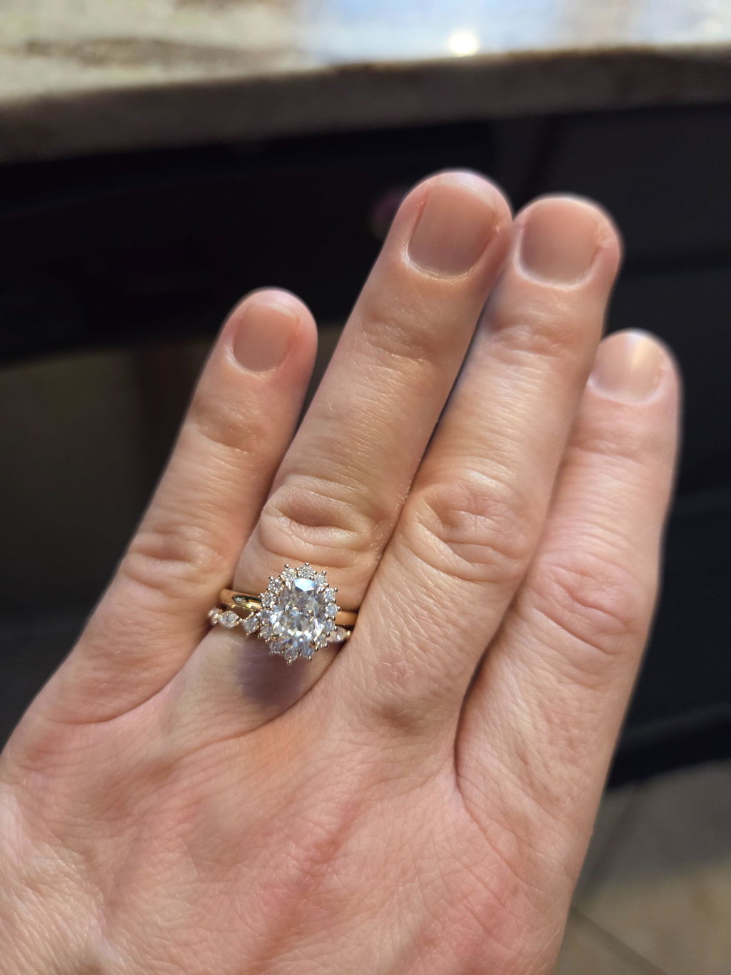 Solid Gold Half Eternity Round & Marquise Cut Moissanite Wedding Band