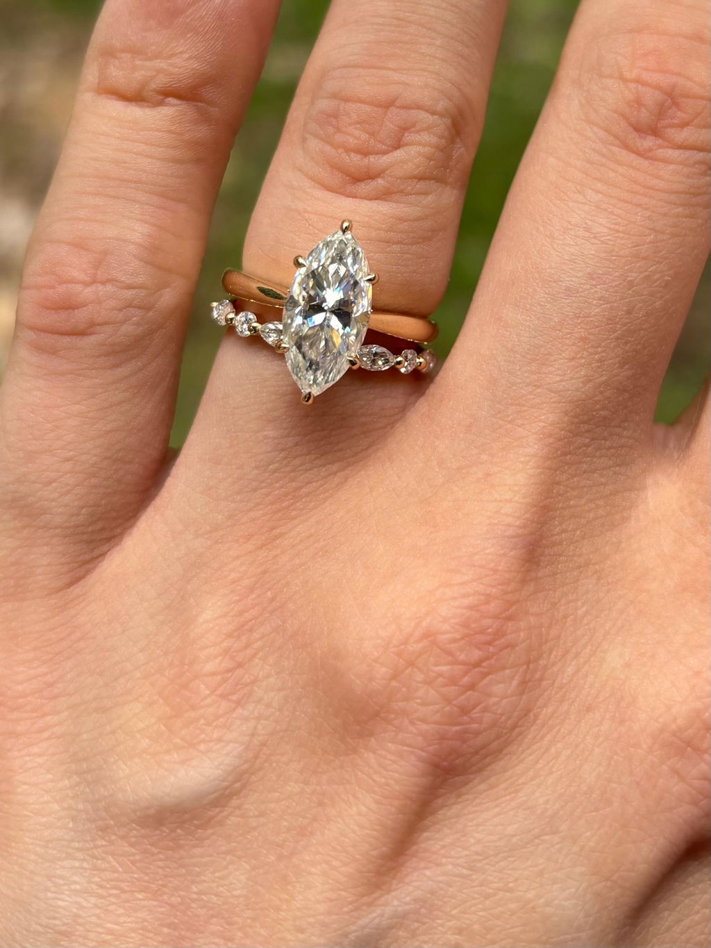 Solid Gold Solitaire Marquise Cut Moissanite Engagement Ring