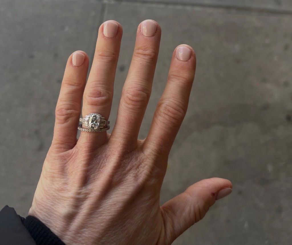 Solid Gold Art Deco Cushion Moissanite Statement Engagement Ring