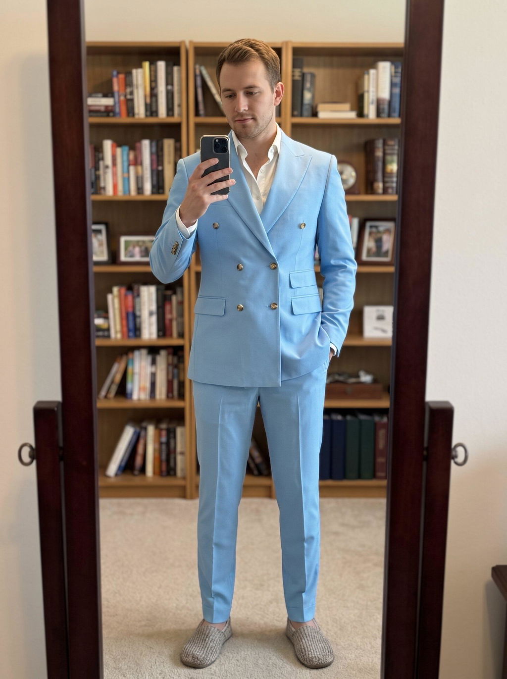 Ceehuteey Men's 2 Pieces Double Breasted Peak Lapel Gent Suit (Blazer+Pants)