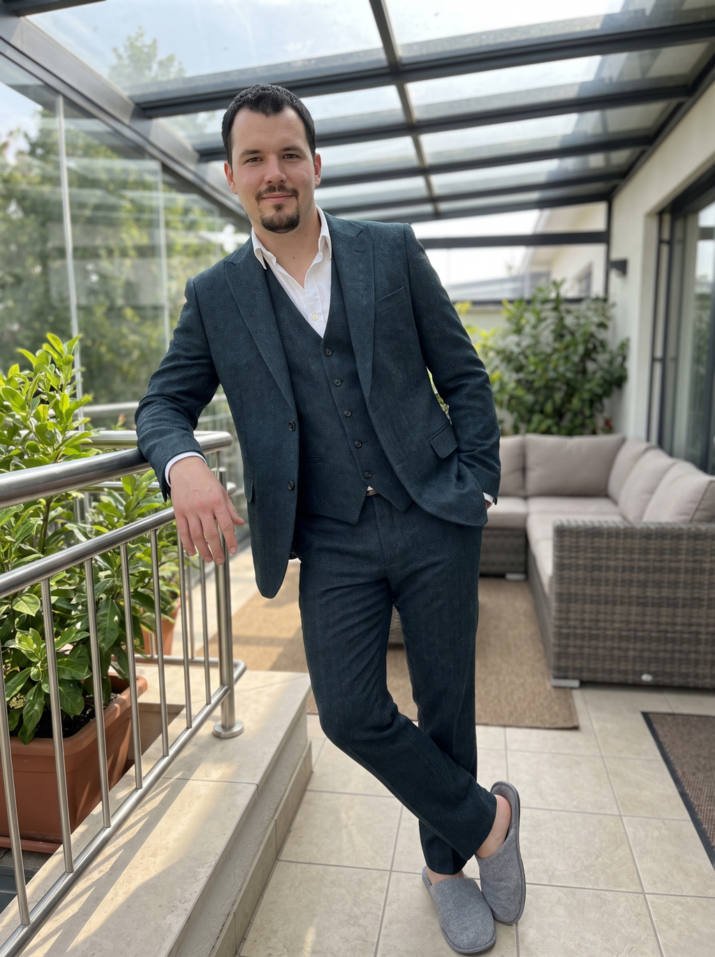 Ceehuteey 3 Pieces Men's Herringbone Peak Lapel For Wedding (Blazer+Vest+Pants)