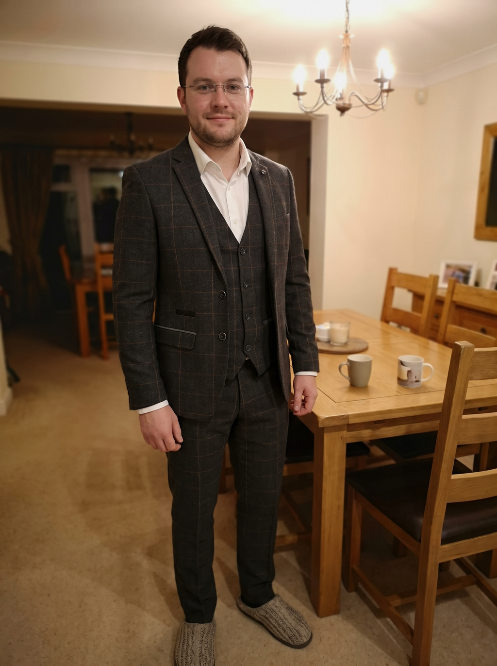 Ceehuteey Vintage Classic Men's 3 Pieces Plaid Notch Lapel Suit (Blazer+Vest+Pants)