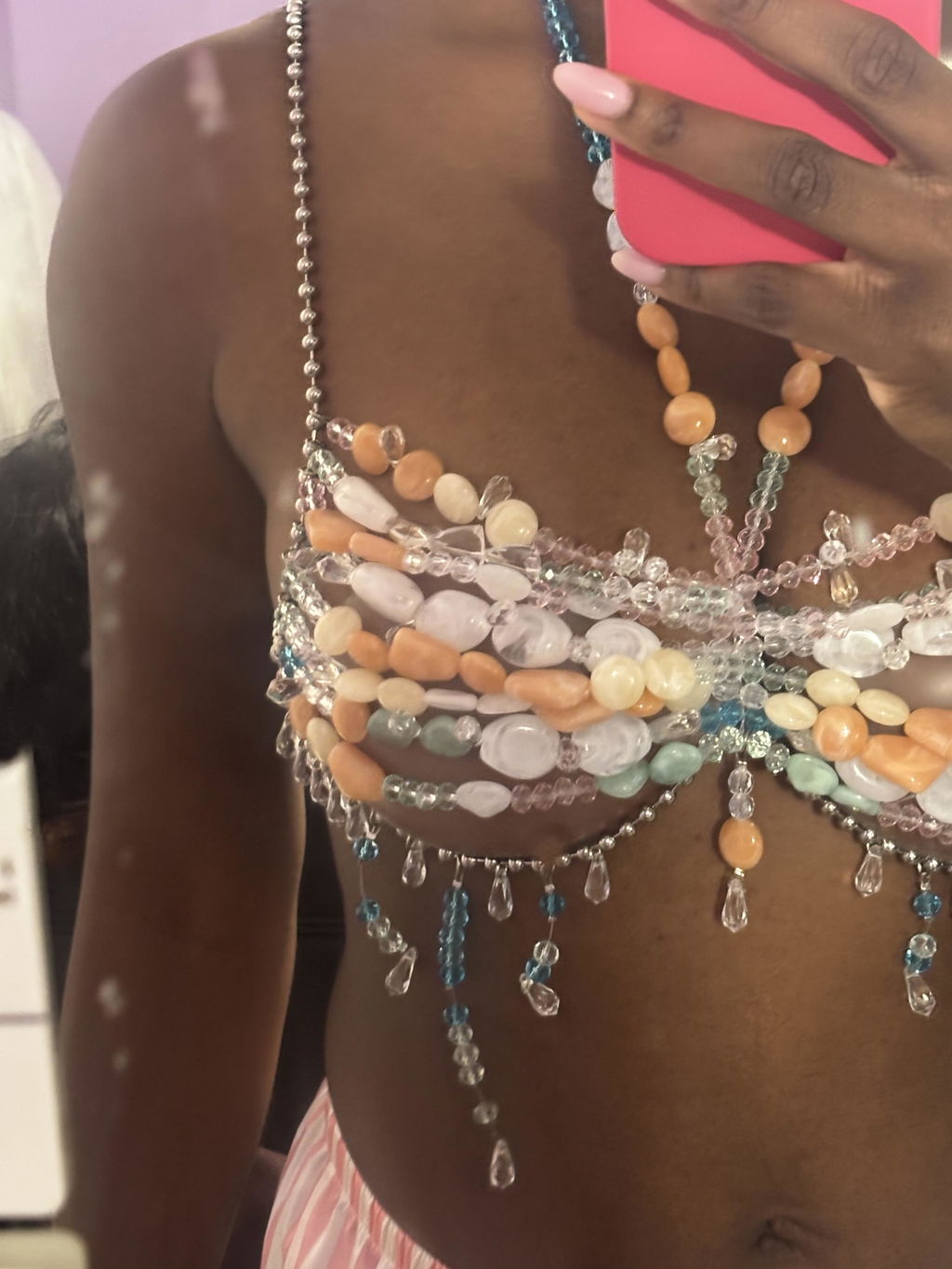 AVESSA Beaded Chain-Strap Bra