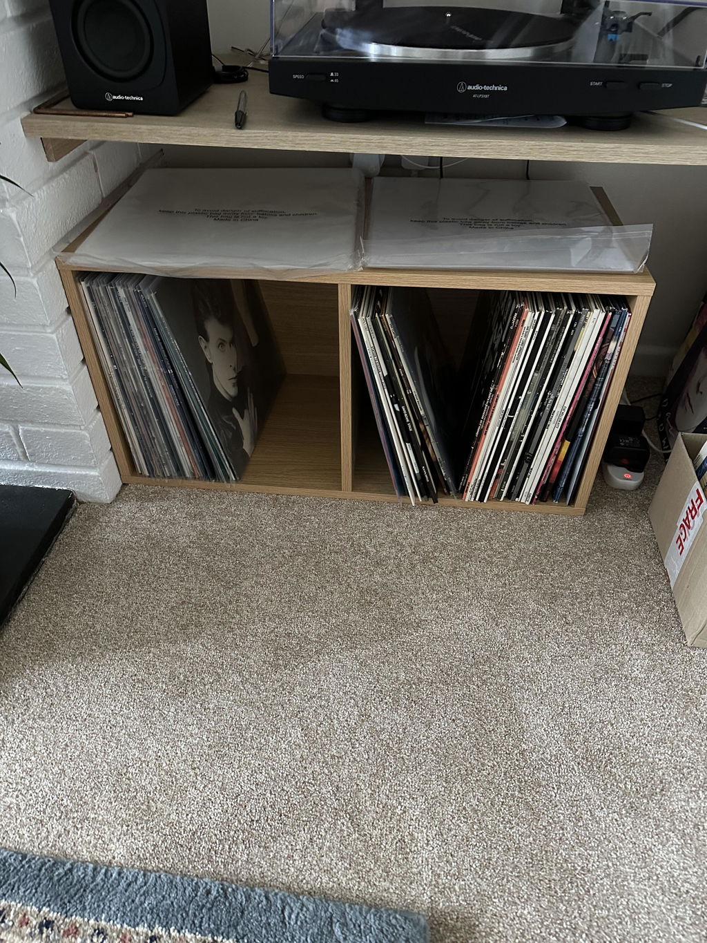 Oak Vinyl Record LP Cube Storage Box