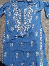 Maysa Soft Rayon Handwork Chikankari Kurti - Blue Colour