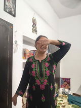 Sabah Rayon Handwork Chikankari Kurti Set - Pink Colour