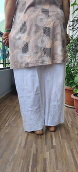 Sara Chikankari Cotton Plazo - White Colour
