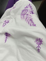 Zoya Cotton Lucknowi Handwork Chikankari Kurti - White Purple Colour