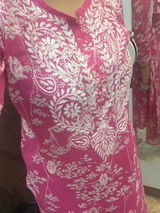 Jiya Mulmul Cotton Handwork Chikankari Kurti Set - Pink Colour