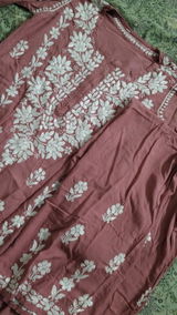 Samara Rayon Handwork Chikankari Kurti Plazo Set - Blush Colour