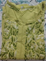 Roohi Rayon Tone To Tone Lucknowi Handwork Chikankari Kurti - Green Color