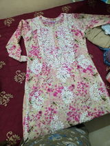 Fatima Pure Mulmul Chikankari  Handwork Kurti - Pink Colour