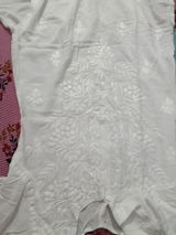 Simar Soft Rayon Handwork Chikankari Kurti- White Colour