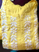 Zoobia Soft Rayon Handwork Chikankari Kurti - Yellow Colour