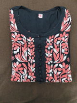 Shefrin Soft Rayon Lucknowi Handwork Chikankari Kurti - Gazri Colour