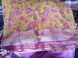 998005 Beautiful Pure Chinon Silk Traditional Flower Print Saree with Zari Weaving Border