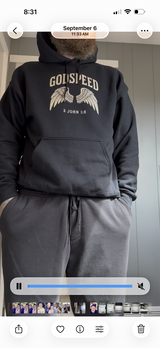 Vintage Godspeed Hoodie – Faith Streetwear with Wings Graphic, 2 John 1:6 Bible Verse