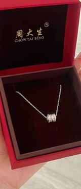 Silver Zircon Pink Small Waist Barrel Necklace
