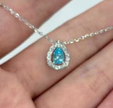 Silver Zircon Blue Moon Sea Necklace