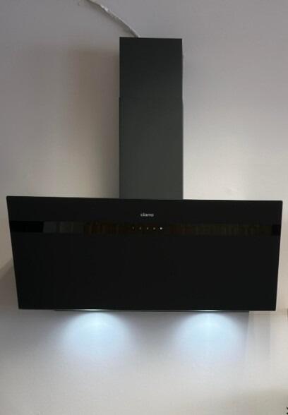 Ciarra Hotte Aspirante 90cm Silencieuse Hotte de Cuisine en Verre Dépoli 90cm Avec Angle Anti-traces de Doigts Noir A+++ Wifi | CBCG9736H-G