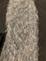 Fraly | Sheer Beaded Mesh Maxi Pencil Skirt White