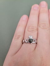 Claddagh Ring S-S2887 Ladies Sterling Silver with Connemara Marble