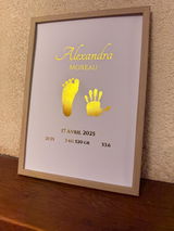 Affiche Personnalisée Empreintes Bébé – Effet Or/Argent