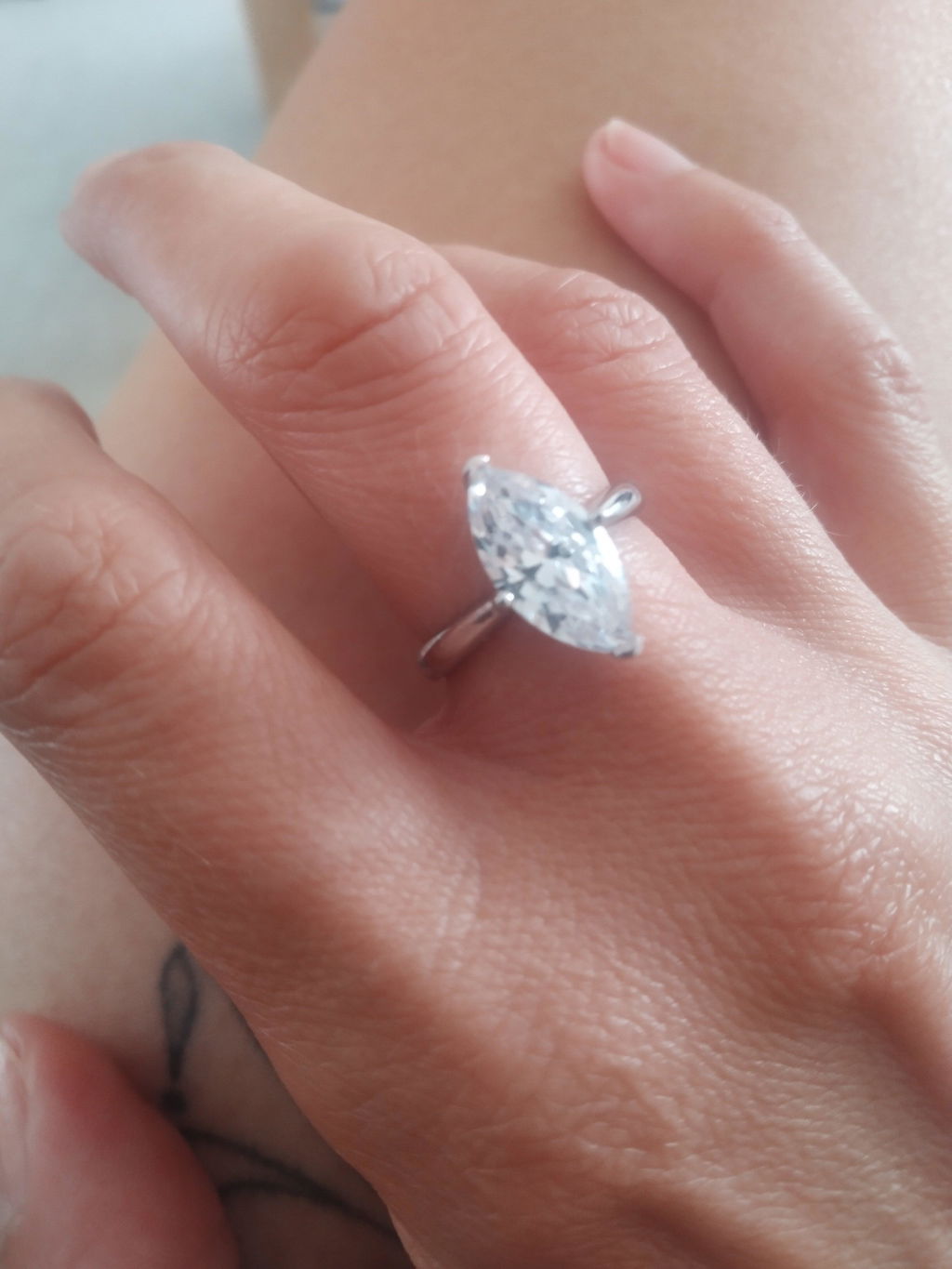 925 Sterling Silver Marquise Cut Solitaire Ring