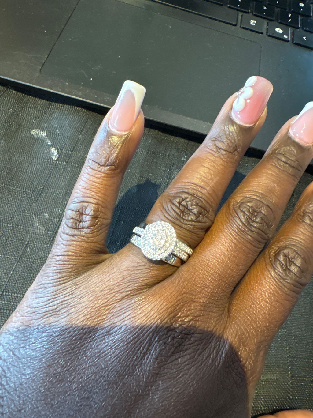 925 Sterling Silver Oval Cz Cluster Ring Set