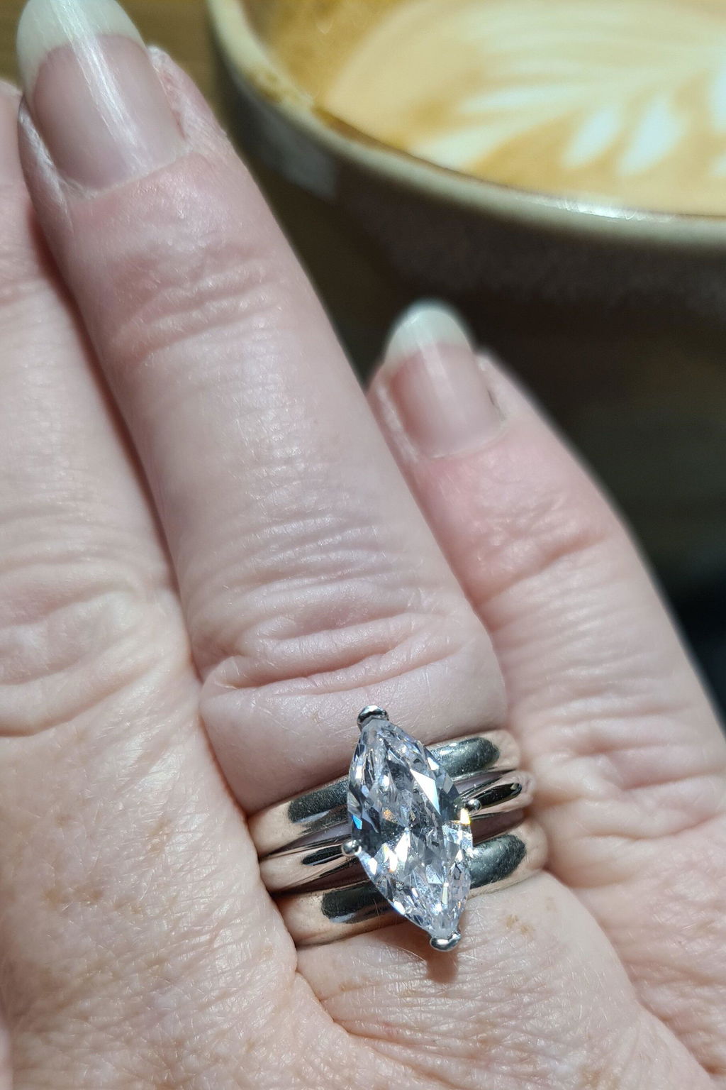 925 Sterling Silver Marquise Cut Solitaire Ring