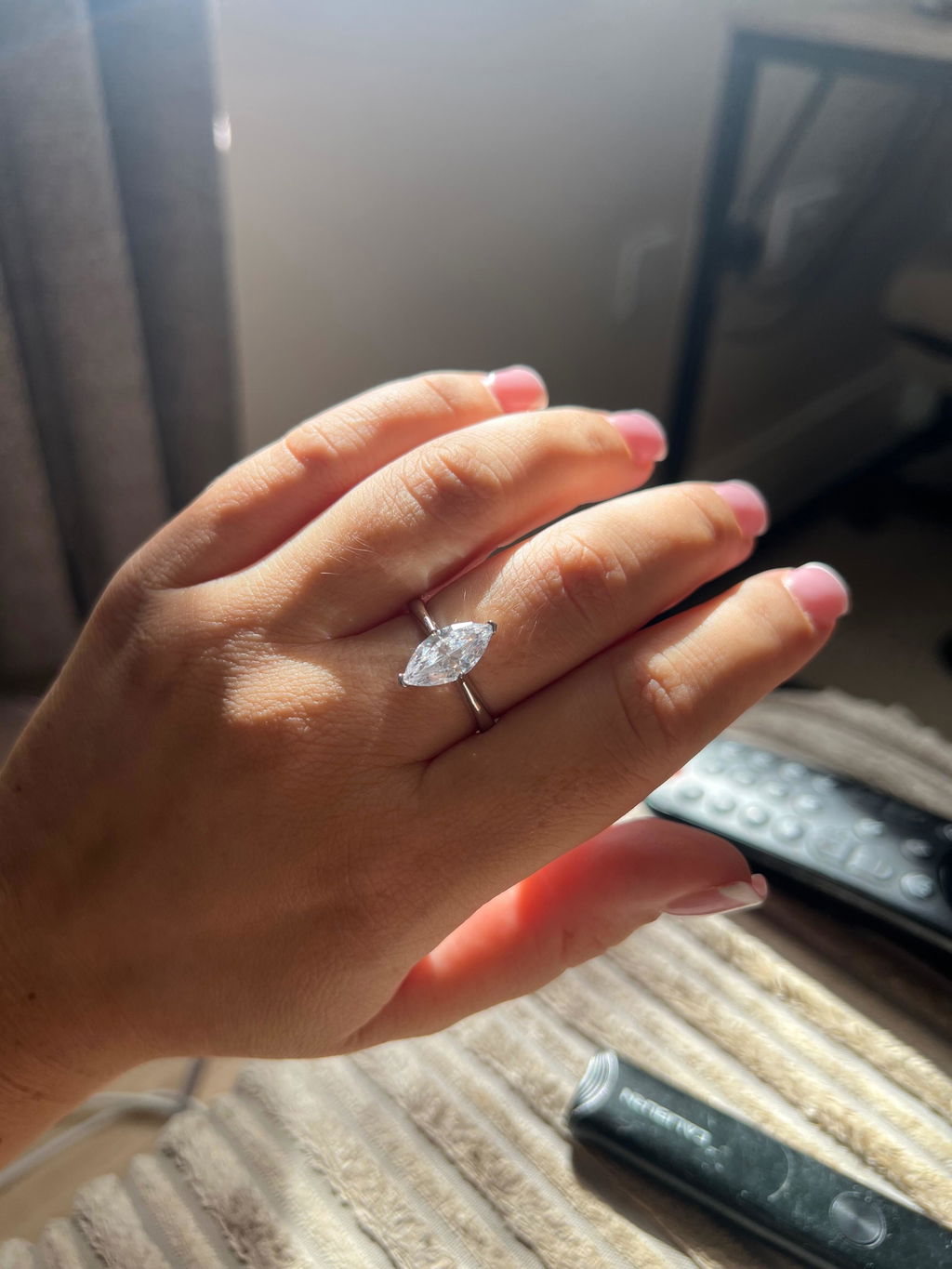 925 Sterling Silver Marquise Cut Solitaire Ring