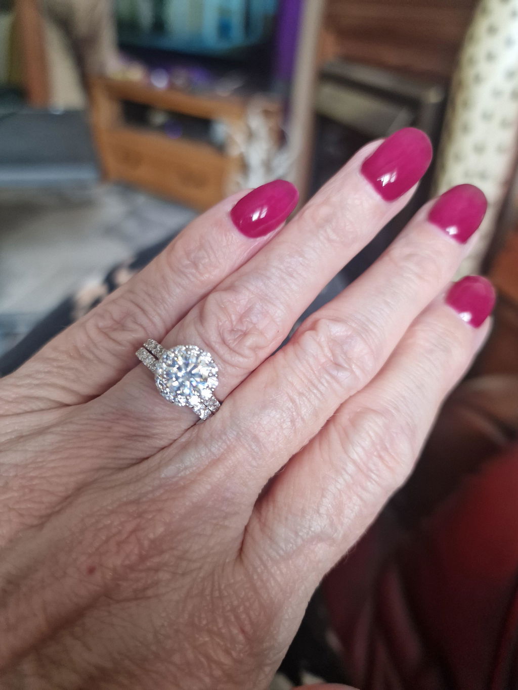 925 Sterling Silver Round Halo Bridal Set Cz Ring Set 