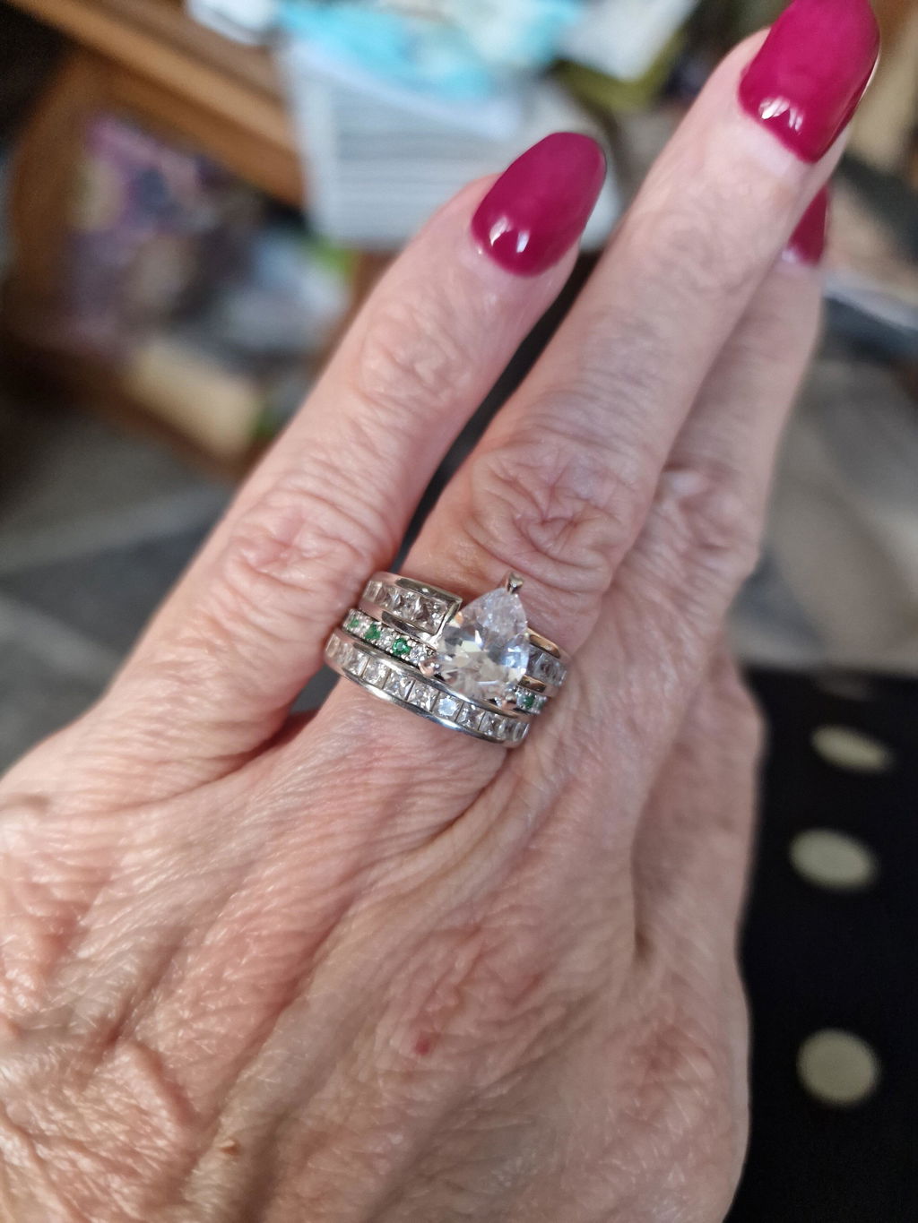 925 Sterling Silver Emerald Green & White Cz Full Eternity Ring