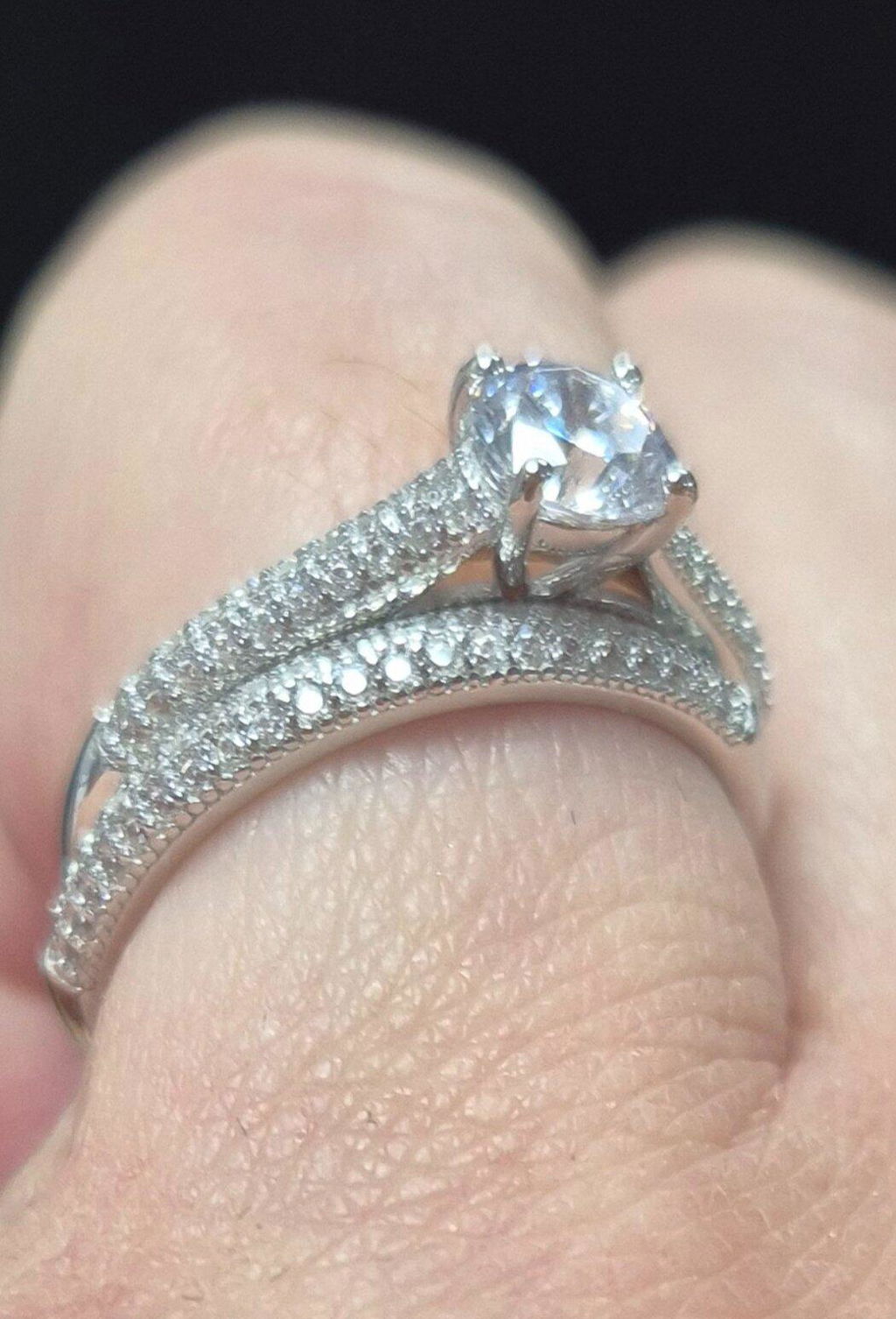 925 Sterling Silver Bridal Half Eternity with Cz in the Centre Rings