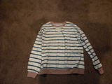 White Teal Striped Mocha Patchwork Top