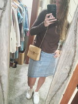 Beau Blue Super Stretch Exposed Seam Denim Skirt