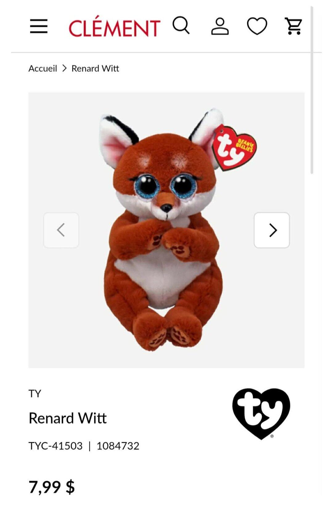ぬいぐるみ ty Renard Witt - TY – CLÉMENT