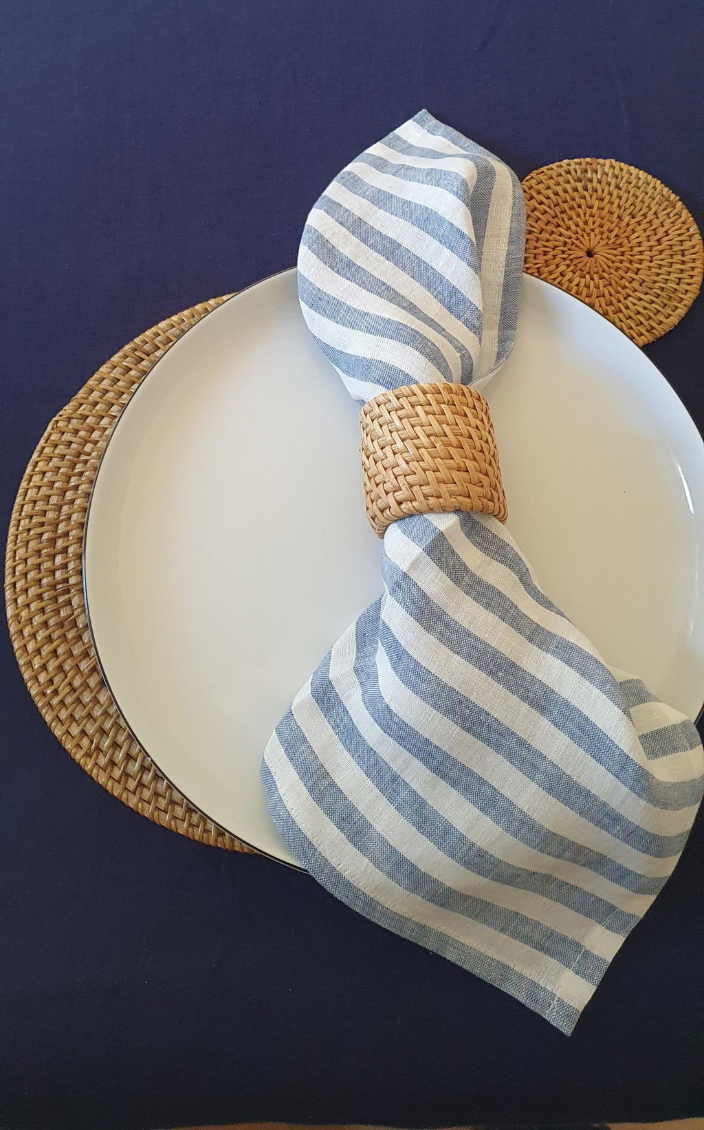 Round Rattan Placemats - Natural