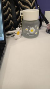 Daisy Flower Frosted Glass water bottle 300 ml